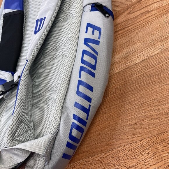 Wilson Evolution Backpack Grey/Blue Fits Official Size Ball & Sneakers NEW - Picture 5 of 6